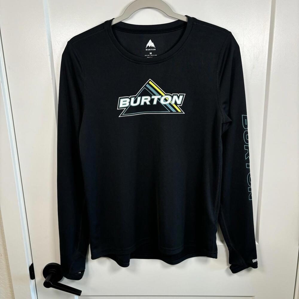 Burton Base Layer Shirt DryRide Multipath Black Long Sleeve Graphic Spellout Med